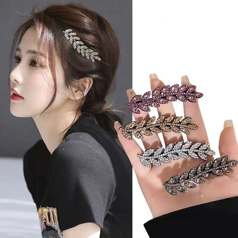 Elegant Rhinestone Sparkling Wheat Hair Clips for Women