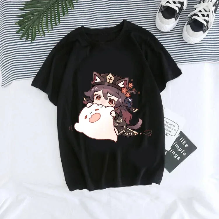 Genshin Impact Kawaii Graphic T-Shirt | Harajuku Anime Tee for Women