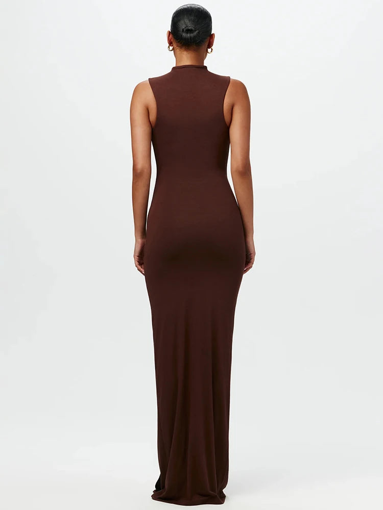 Mozision Half High Collar Irregular Tank Dress