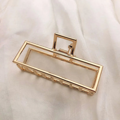 Gold Hollow Geometric Metal Hair Clip for Women