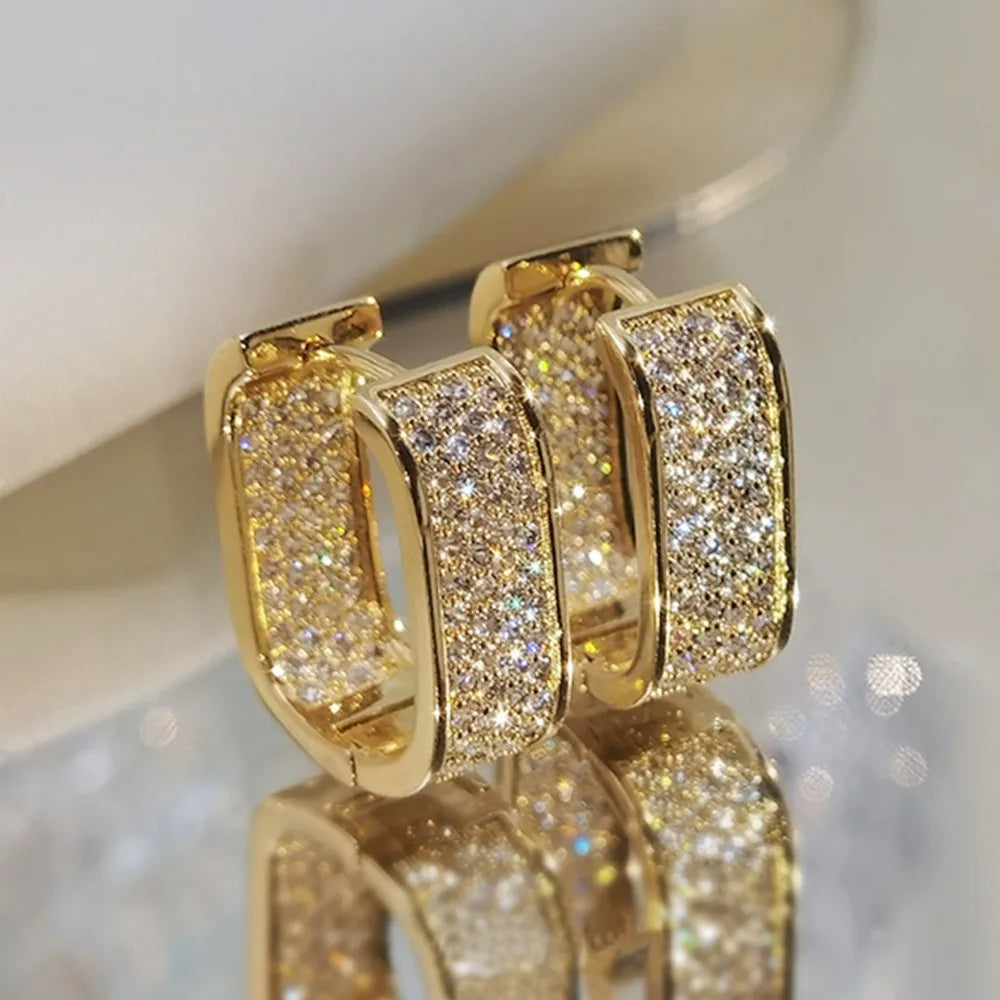 Zircon Geometric Square Hoop Earrings for Women