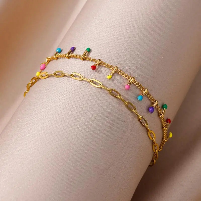 Gold Stainless Steel Pearl Anklet