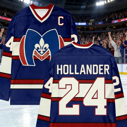 Rozanov Hollander Hockey Jersey Long Sleeve V-Neck Tee | Sporty Unisex Pullover Top