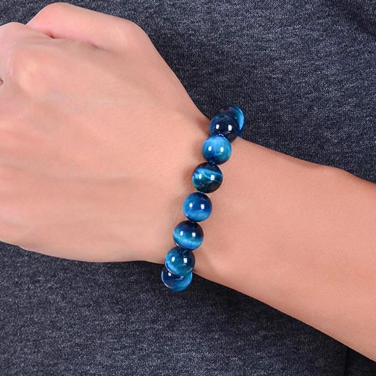 Minimalist Blue Tiger Eye Stone Bracelet