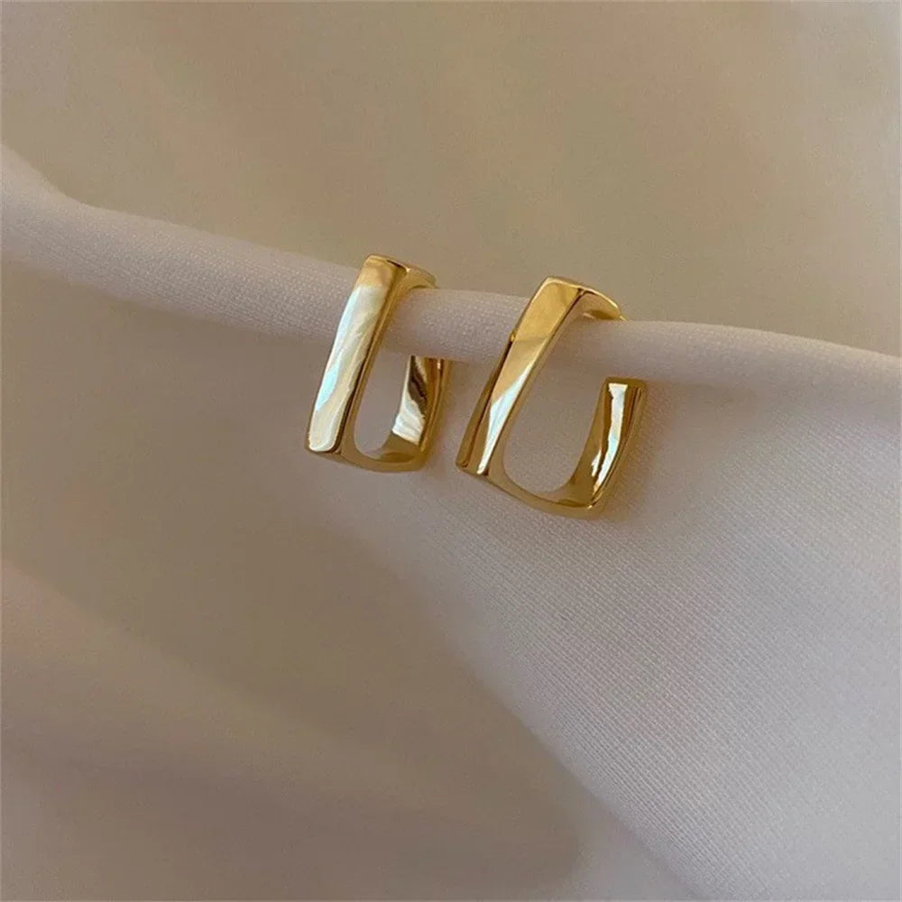 Gold Irregular U-Shaped Studs for Women