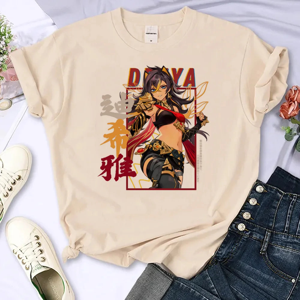 Women’s Genshin Impact Manga T-Shirt | Harajuku Summer Comic Tee