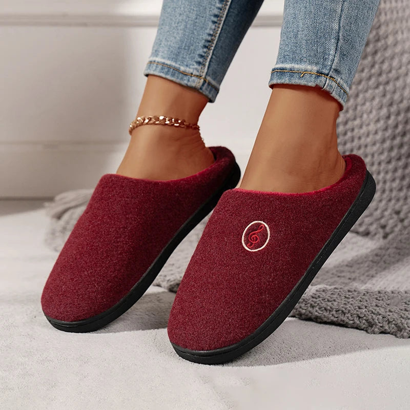 Casual Women’s Home Slippers | Warm &amp; Elegant Music Note Design