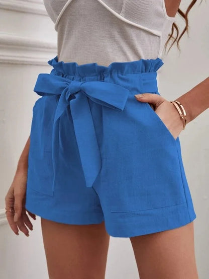Women’s Summer Linen-Look Casual Shorts | High Waist, Wide Leg, Loose Fit
