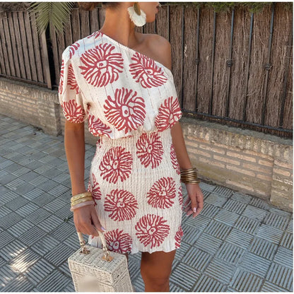 One Shoulder Print Dress for Women