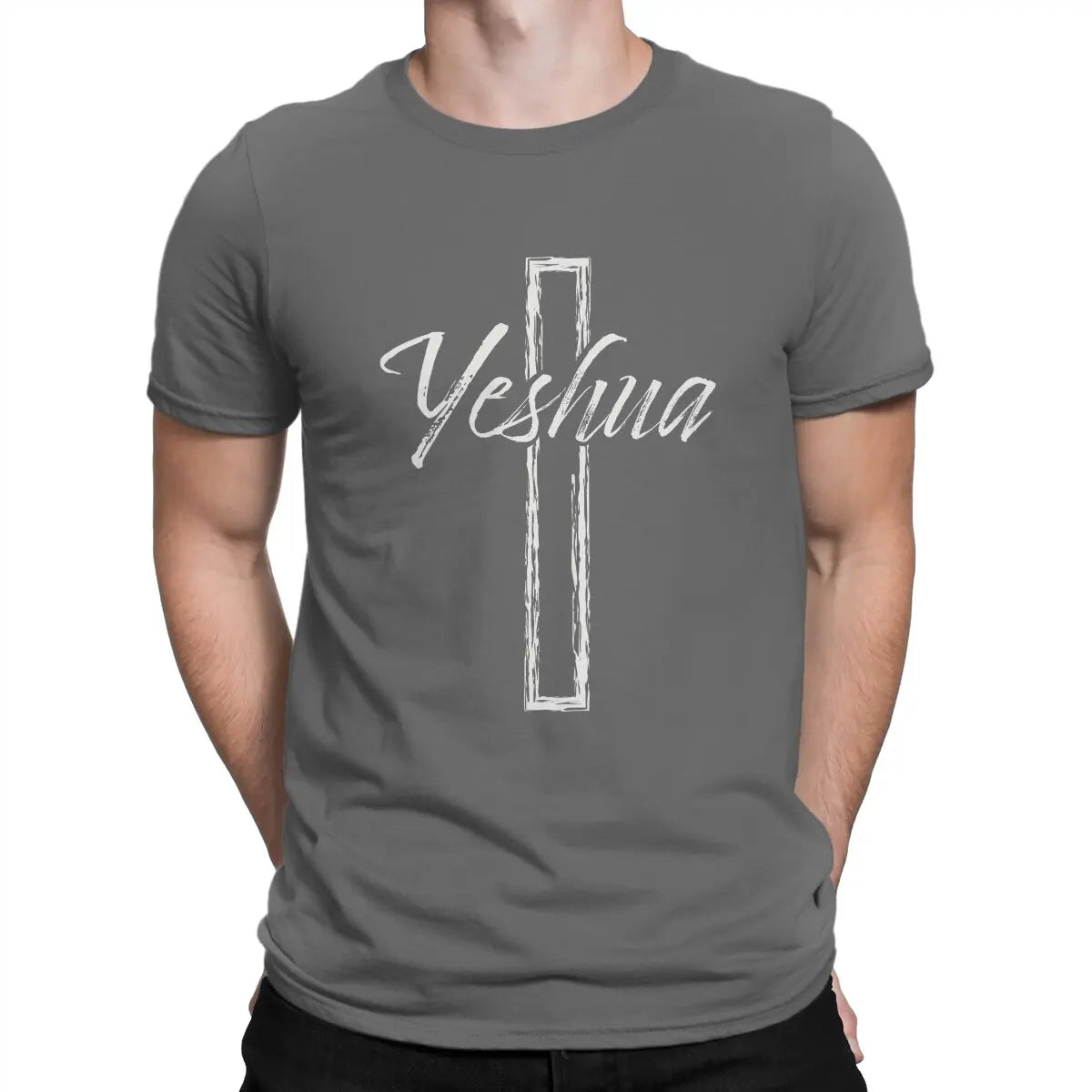 Jesus God Cross Creative TShirt for Men Yeshua Round Collar Pure Cotton T Shirt Distinctive Birthday Gifts Tops