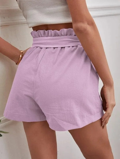 Women’s Summer Linen-Look Casual Shorts | High Waist, Wide Leg, Loose Fit