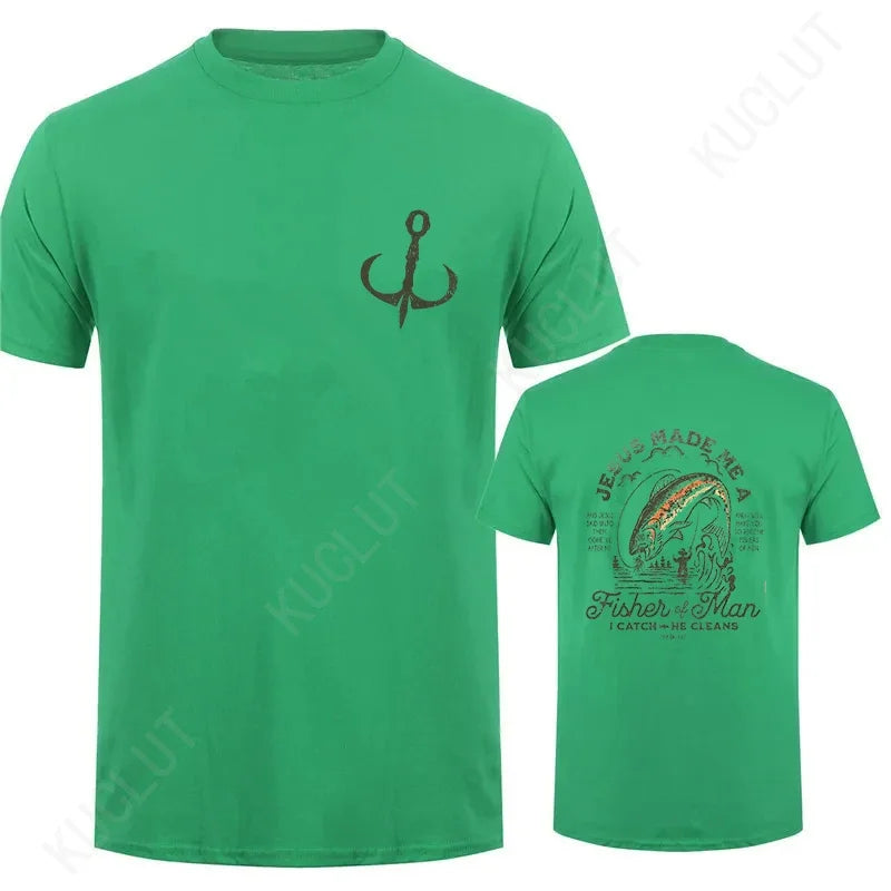 Christian Shirts for Men Christian T Shirts Fisher of Men TShirts Gift for Men Jesus Bible Verse Shirt Dad Birthday Gift Tops