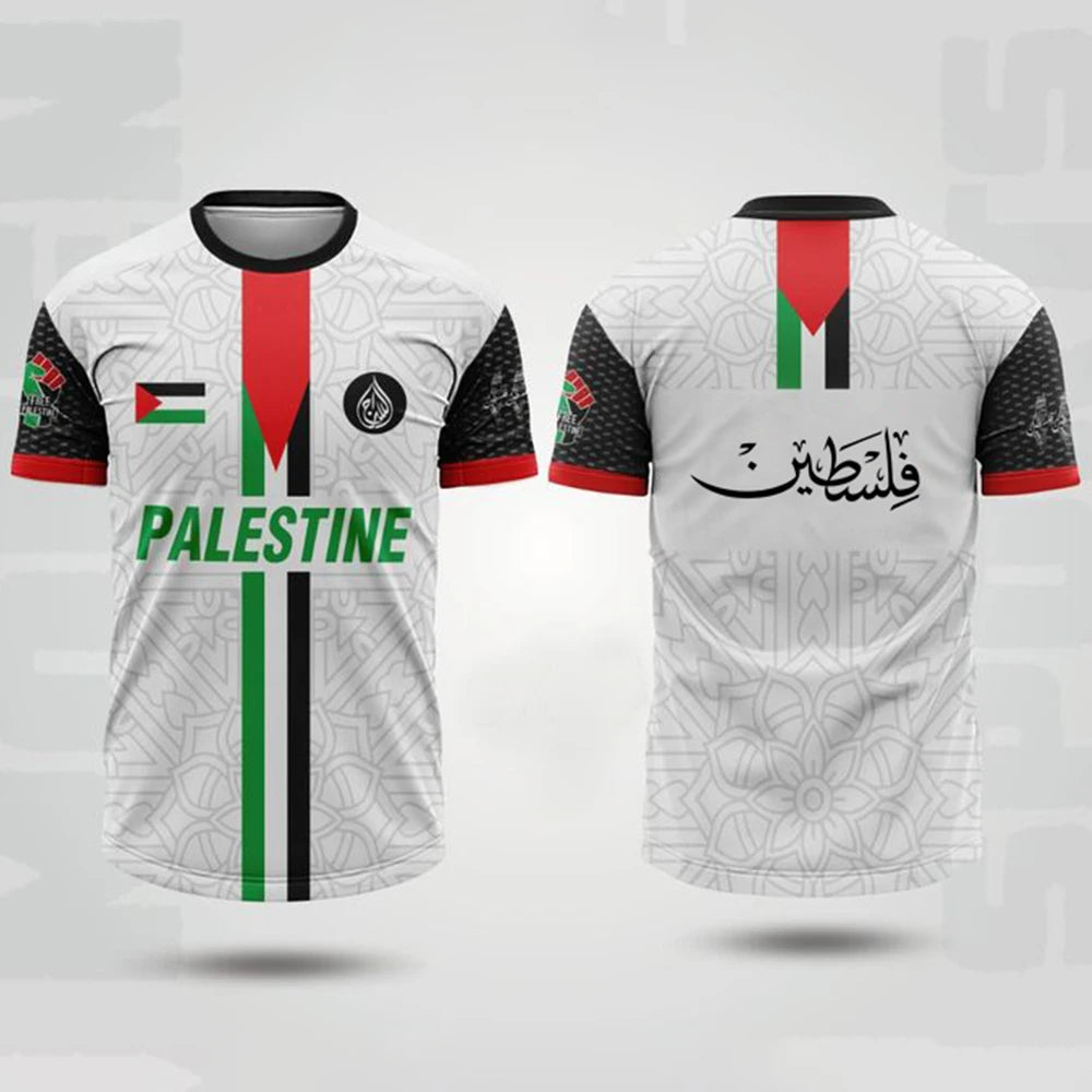 Palestine Football Jersey T-Shirt – 3D Flag Print | Summer Casual Loose Fit Tee
