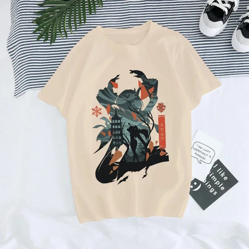 Genshin Impact Kawaii Graphic T-Shirt | Harajuku Anime Tee for Women