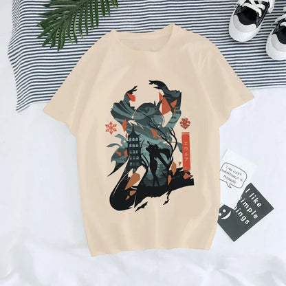 Genshin Impact Kawaii Graphic T-Shirt | Harajuku Anime Tee for Women