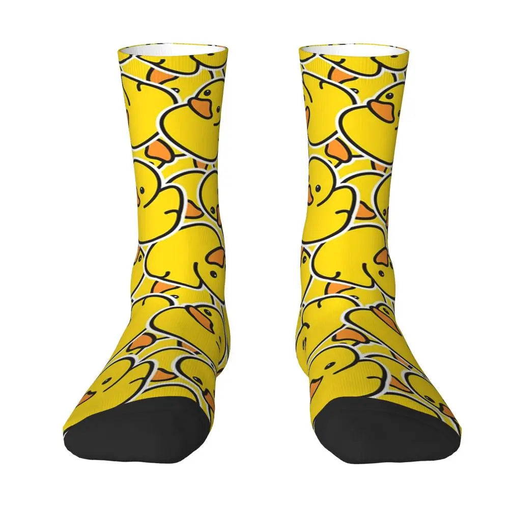 Yellow Bathtime Rubber Ducks Pattern Socks | Harajuku Style All-Season Crew Socks