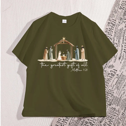 The Greatest Gift of All Nativity Christmas T-Shirt | Religious Jesus Graphic Tee