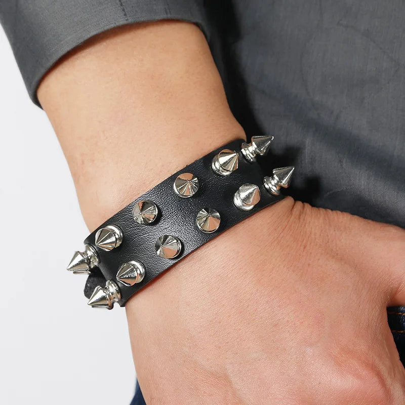 Punk Leather Spike Bracelet