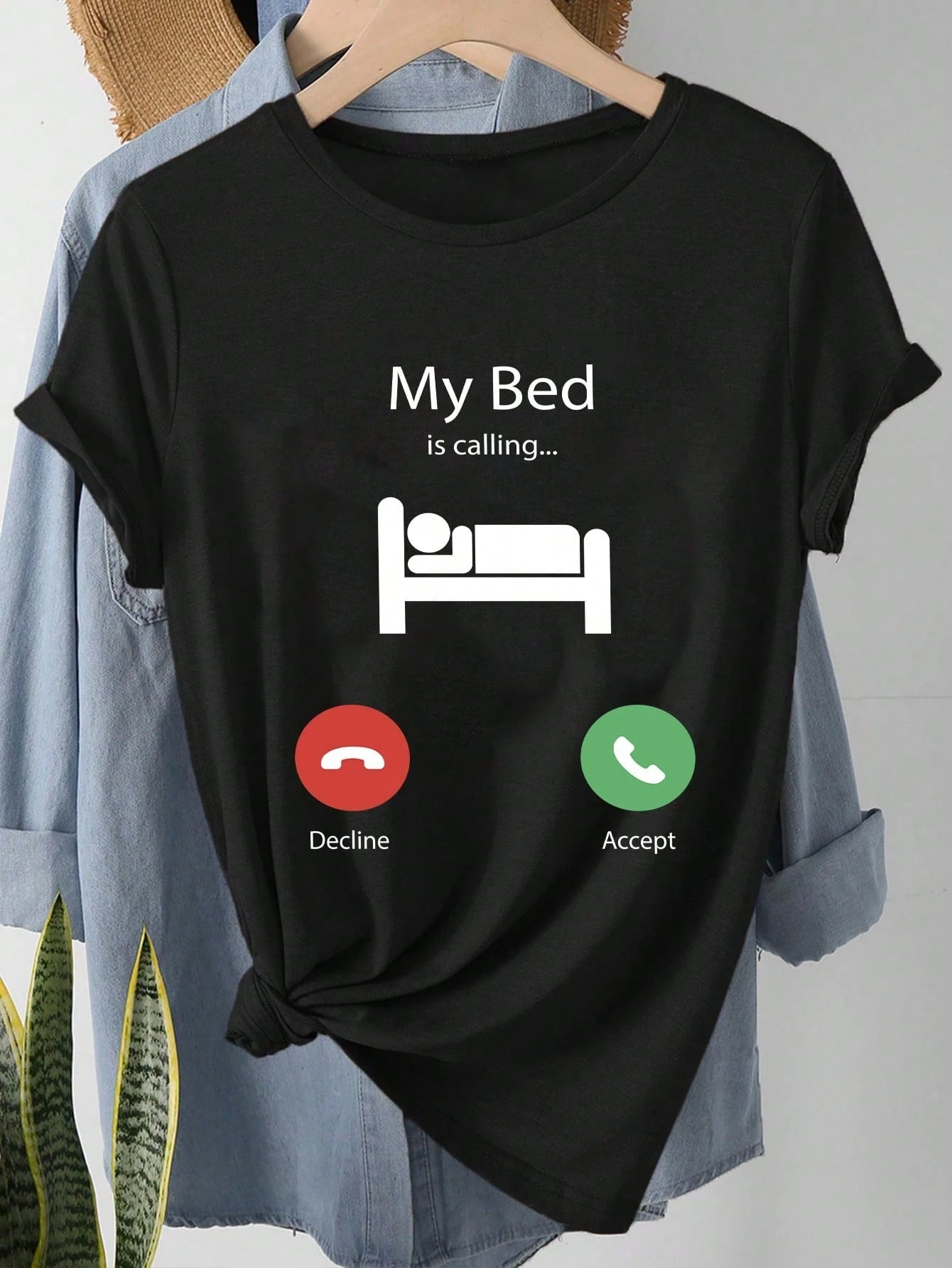 My Bed Is Calling Graphic T-Shirt | Women’s Casual Funny Text Tee
