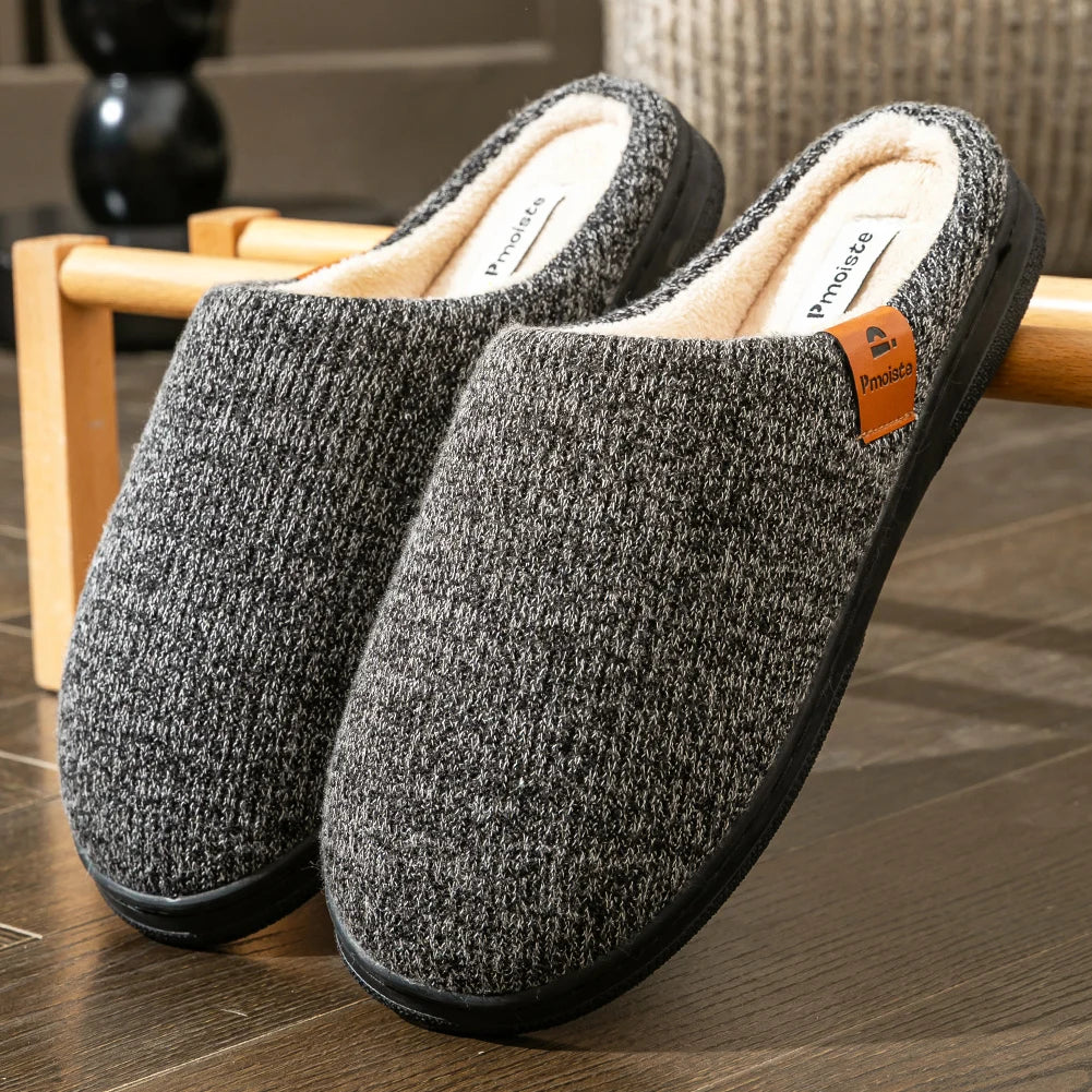 Men’s Memory Foam Cushion Slippers – Warm Indoor Platform Shoes