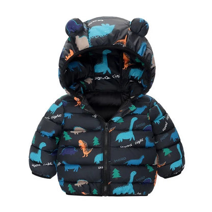 Kids Dinosaur Hooded Down Jacket