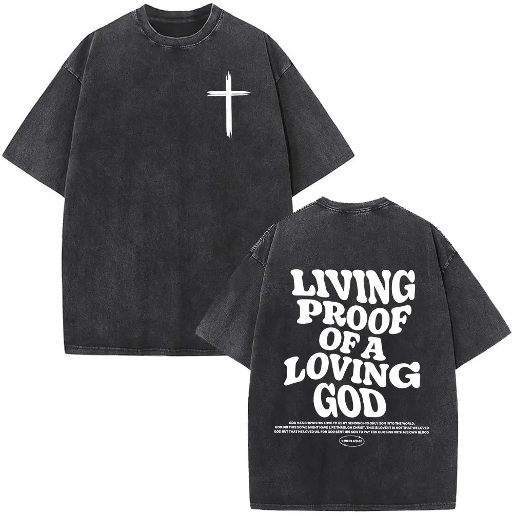 Heart Cross Christian Jesus Faith Over Fear Bible Verse Vintage Washed T-shirts Unisex Fashion Oversized T Shirts Cotton T-shirt