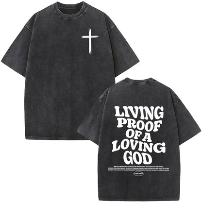 Heart Cross Christian Jesus Faith Over Fear Bible Verse Vintage Washed T-shirts Unisex Fashion Oversized T Shirts Cotton T-shirt