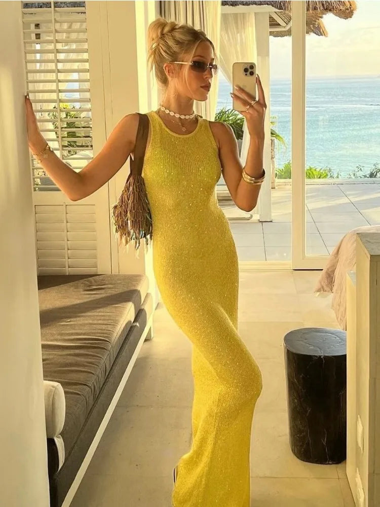 Tossy See-Through Fashion Sleeveless Maxi Dress