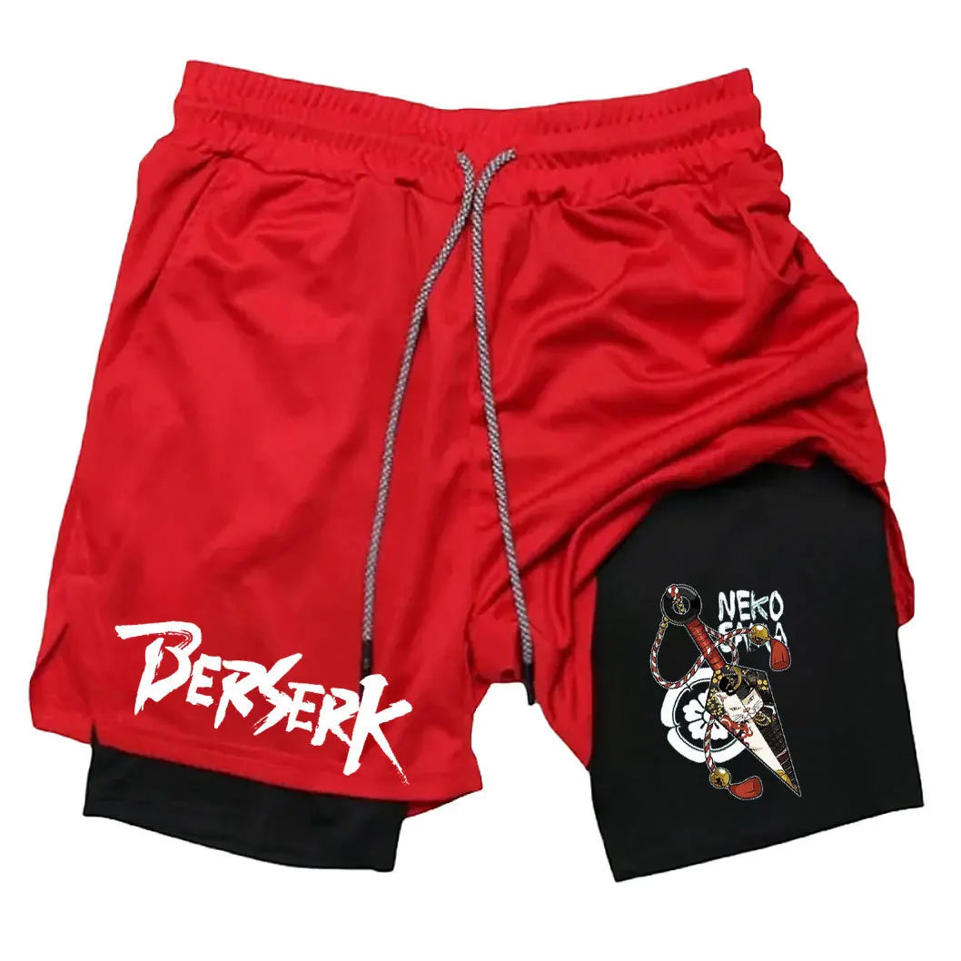 Anime Berserk Print Men’s 2-in-1 Running Shorts