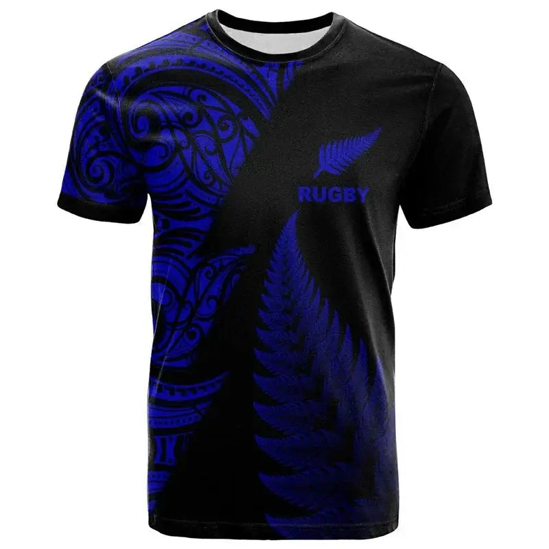 New Zealand Men’s 3D Printed Rugby T-Shirt | Quick-Dry Sports Tee