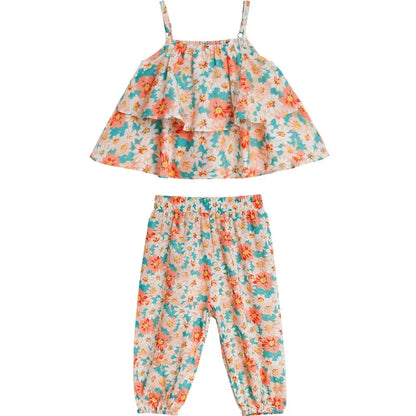 Summer Baby Girls’ Floral Vest &amp; Anti-Mosquito Pants Set