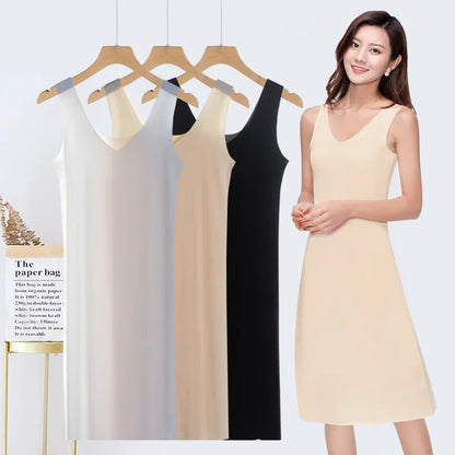 Seamless V-Neck Full Slips Dress for Women