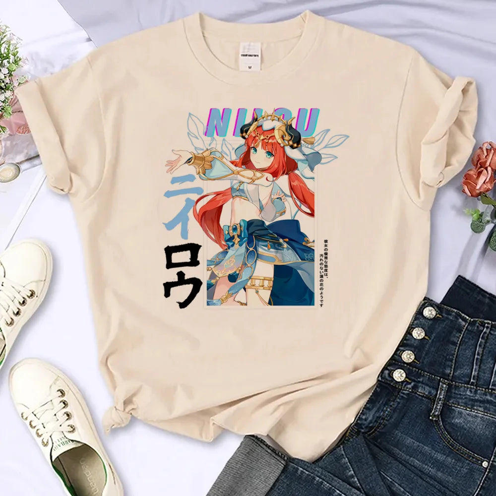 Women’s Genshin Impact Manga T-Shirt | Harajuku Summer Comic Tee