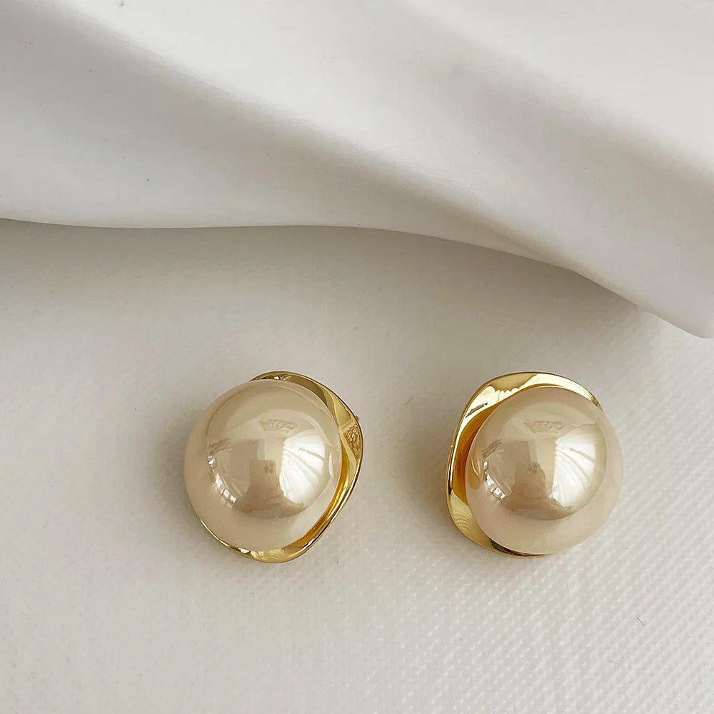 Golden Pearl Hoop Earrings