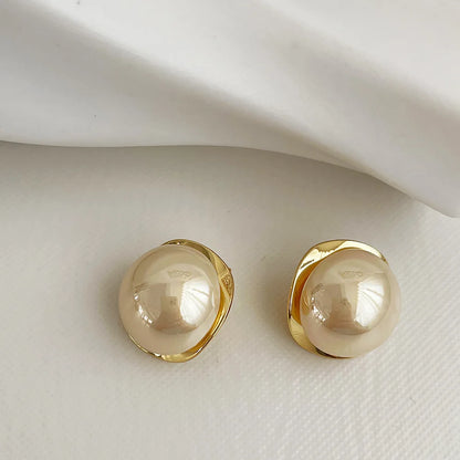 Golden Pearl Hoop Earrings