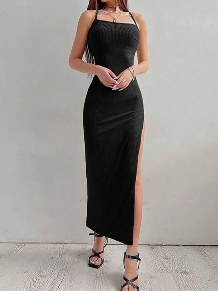 Sexy Black Long Bodycon Dress for Women
