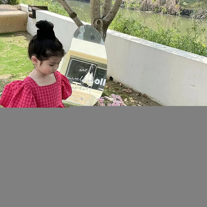 Bear Leader Rose Pink Plaid Bow Dress