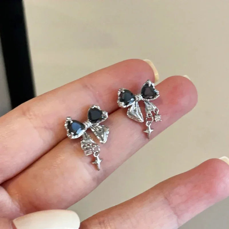 Cute Crystal Bowknot Zircon Stud Earrings for Women
