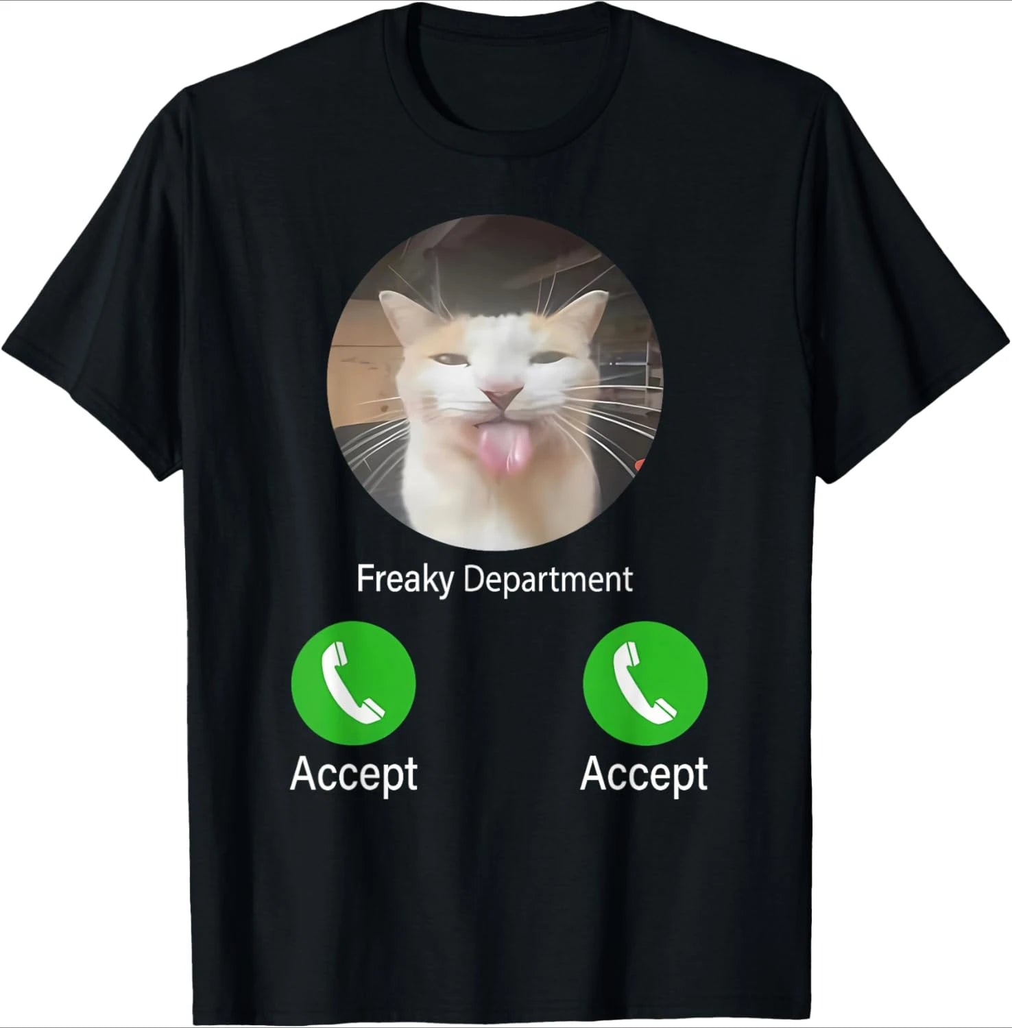 Women’s Funny Cat Meme T-Shirt | “Call Buttons” Tongue Out Print