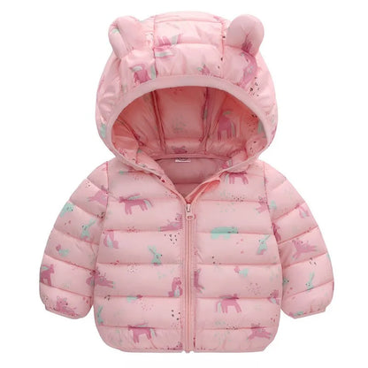 Kids Dinosaur Hooded Down Jacket