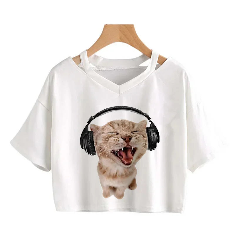 Y2K Graphic Cropped T-Shirt for Women | Harajuku Gothic Korean Style Tee