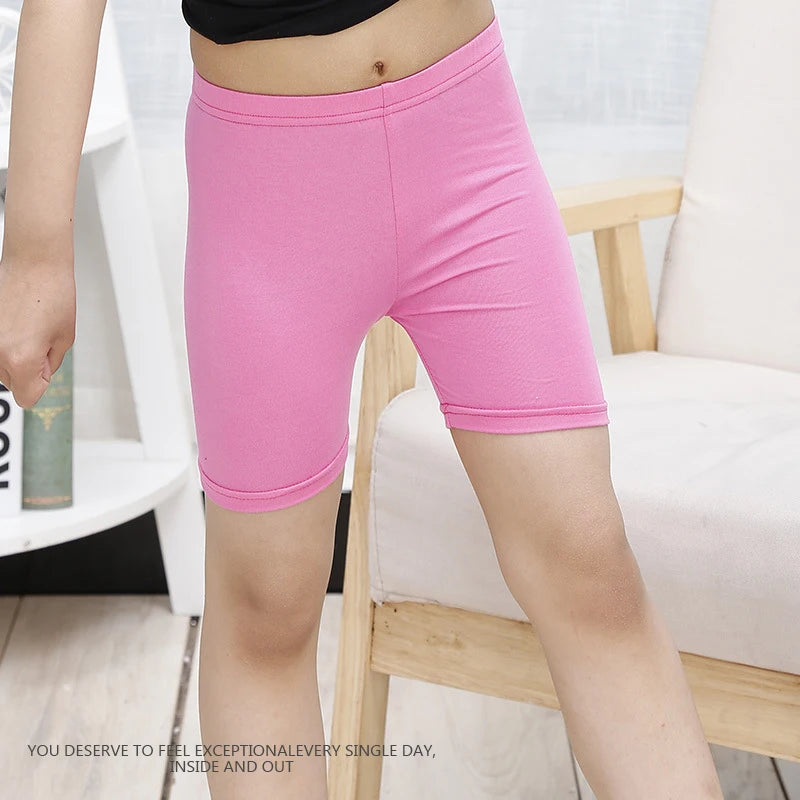 2Pcs Kids Girls Solid Color Cotton Leggings Safety Shorts