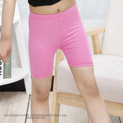 2Pcs Kids Girls Solid Color Cotton Leggings Safety Shorts