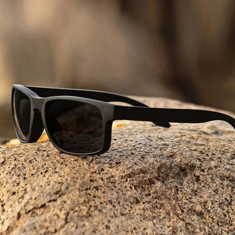 Classic Black Square Polarized Sunglasses for Men
