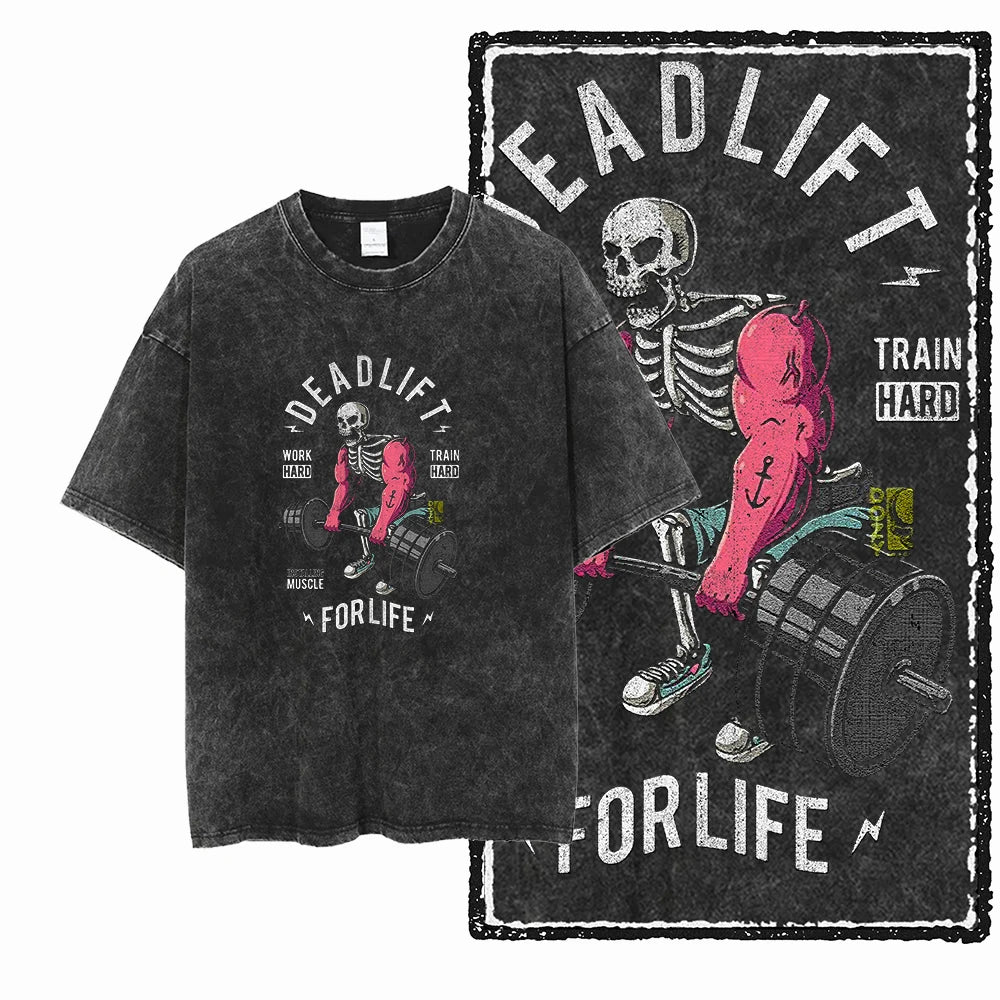 Bodybuilding Acid-Washed Graphic T-Shirt | Vintage Streetwear Unisex Tee