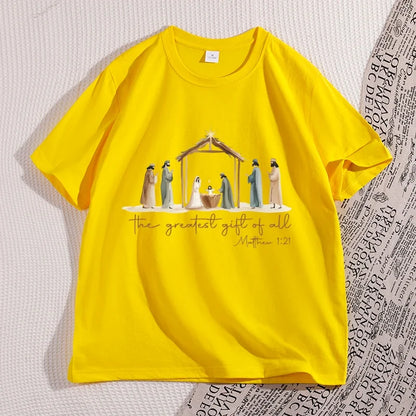 The Greatest Gift of All Nativity Christmas T-Shirt | Religious Jesus Graphic Tee