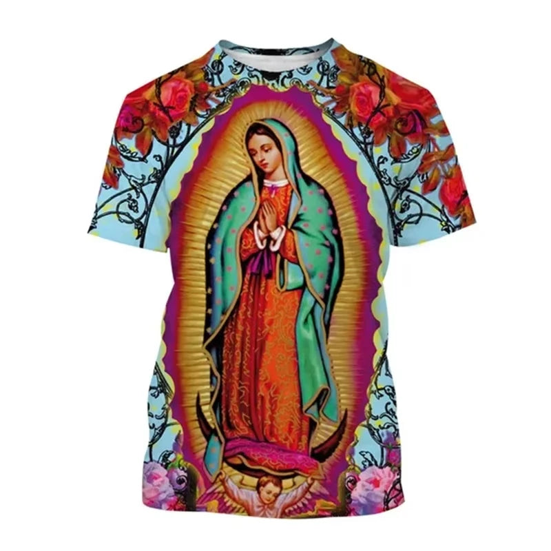 Guadalupe Virgin Mary 3D Men Print T-Shirts Women T shirt Short Sleeve Oversized Tee Top Summer Women T-Shirt Kid TShirt Y2k