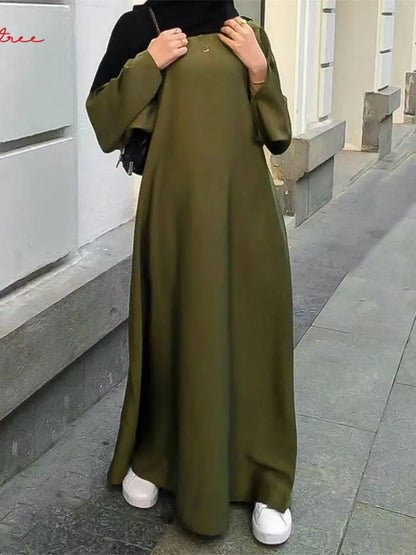Fashion Satin Silky Djellaba Muslim Dress