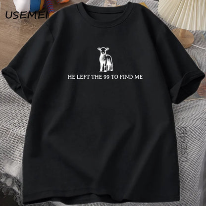 Retro Religious T-Shirt He Left The 99 T Shirt Christian Bible Verse Tshirt Faith Cotton Short Sleeve Graphic T Shirts Tops