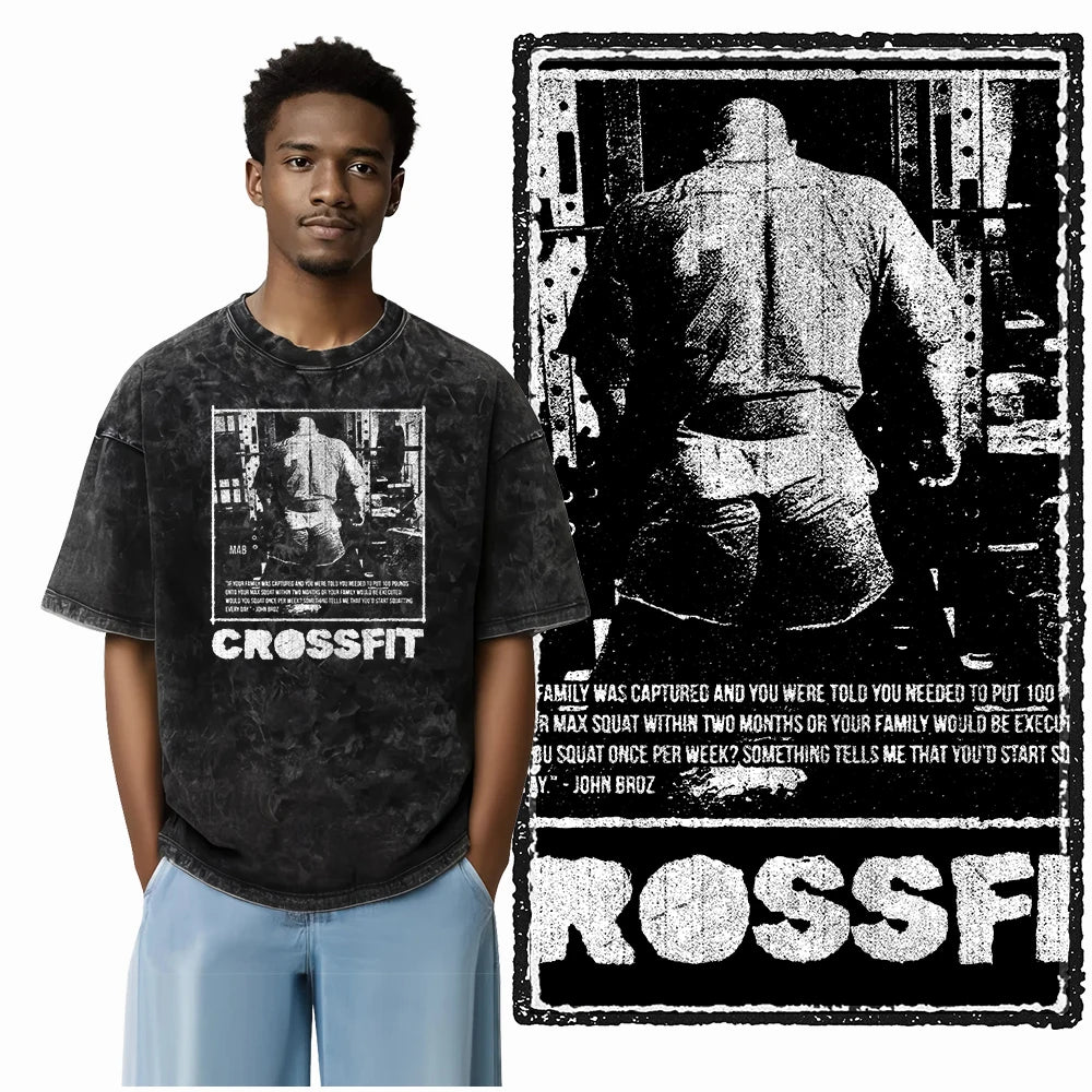 Bodybuilding Acid-Washed Graphic T-Shirt | Vintage Streetwear Unisex Tee